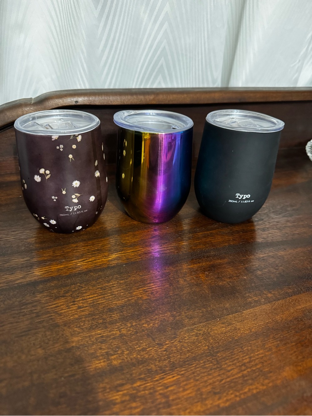 Insulated Wine Tumbler - Black, Iridescent, Floral